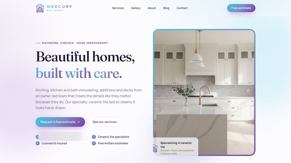 Mercury Builders homepage