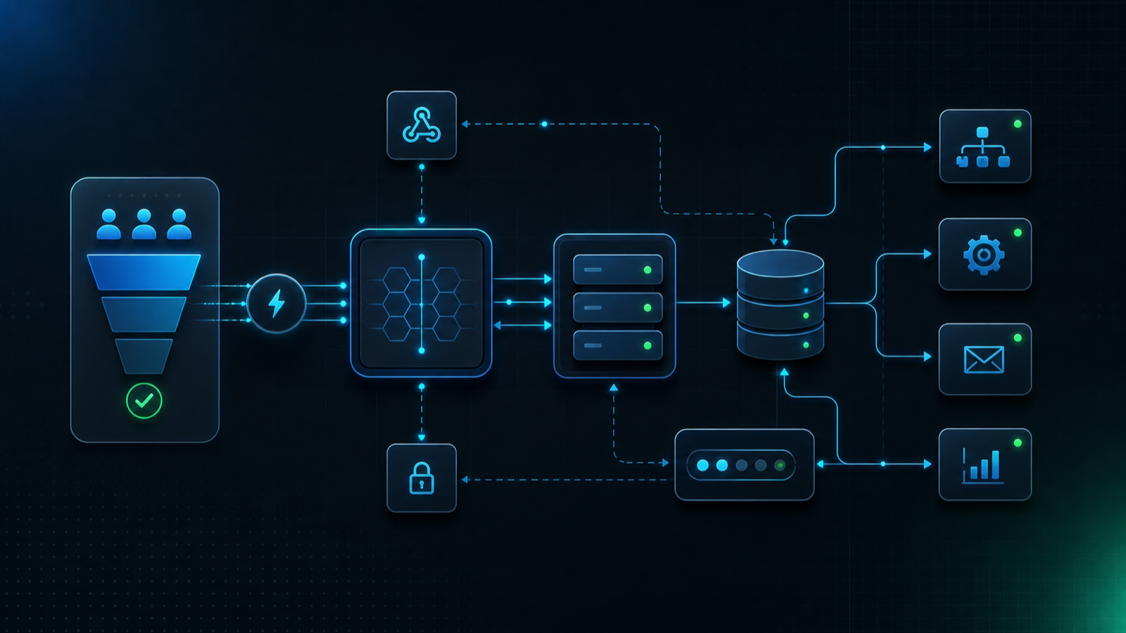 Generated integration architecture visual showing CRM automation connected to a custom backend.